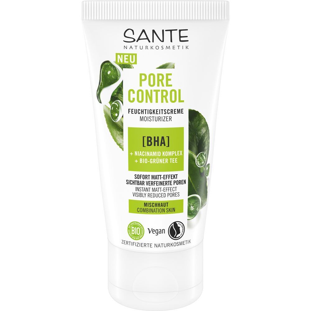 Sante Pore Control Feuchtigkeitscreme Bio-Grüner Niacinamid Komplex BHA Tee 